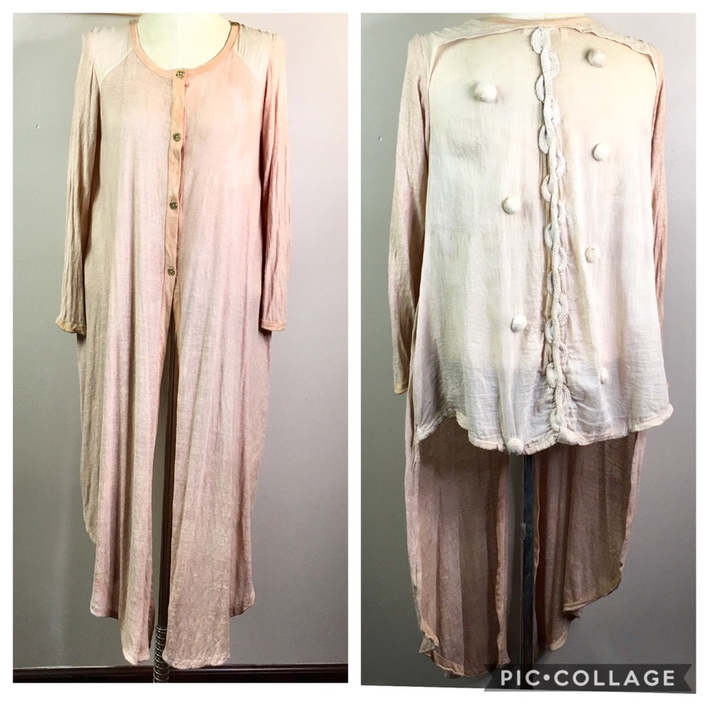 UYE SURANA Cotton High Low Button Up Top Acid Wash 1352